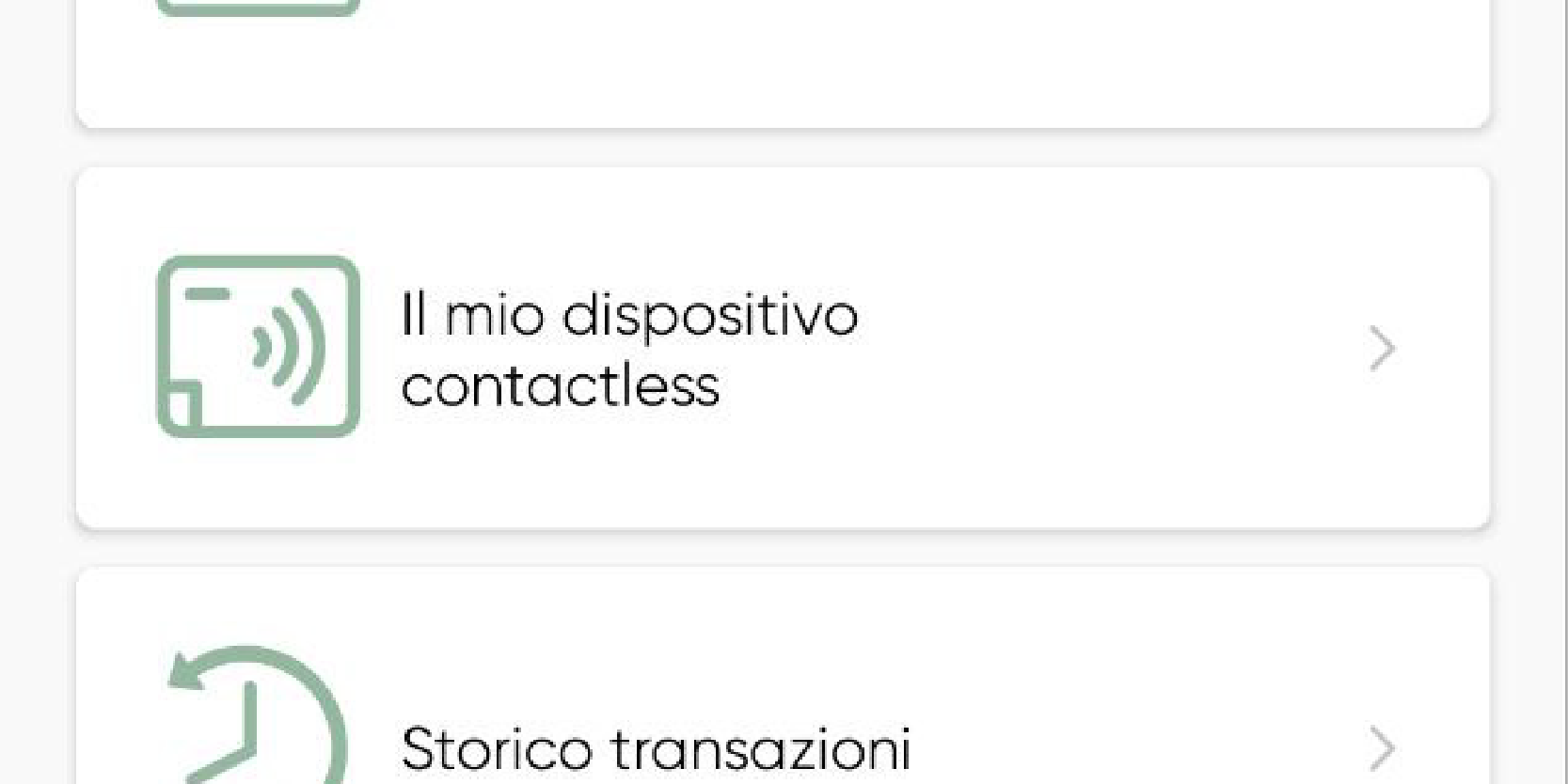Menu dispositivo contactless